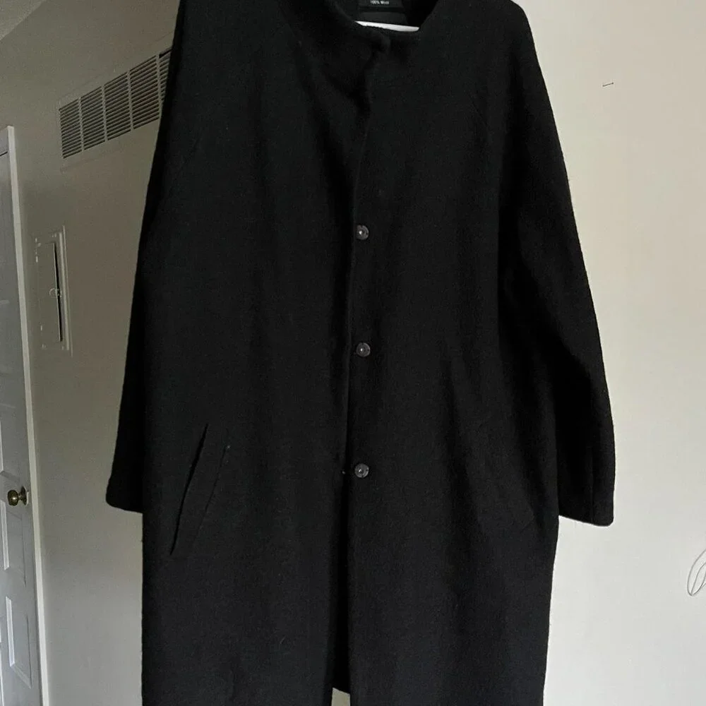 Cynthia Rowley 100% Wool Black Trench Coat 1X Whimsigoth Winter Emo Urban Chic - Picture 5 of 8